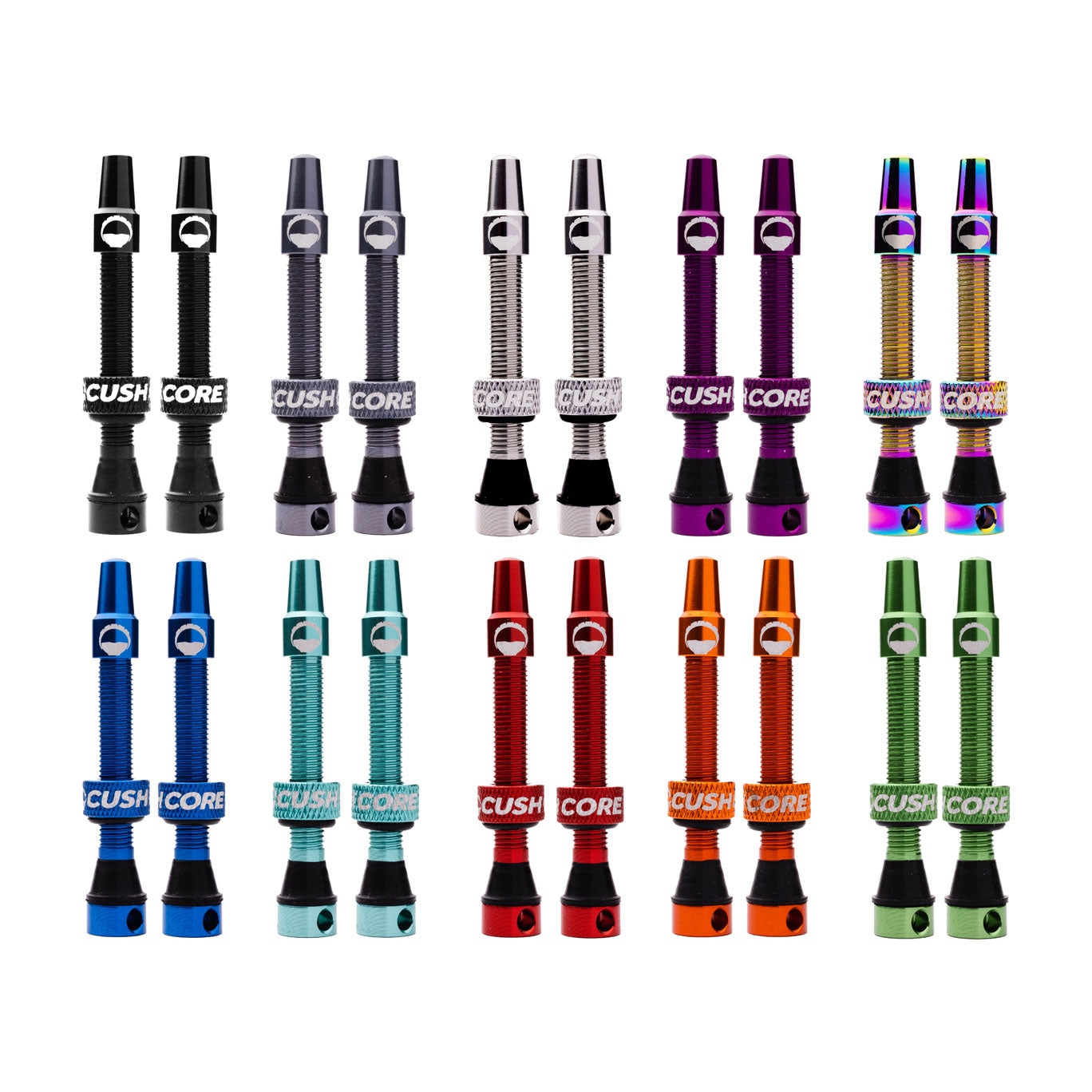 Cush Core Tubeless Presta Valve Pair 44mm - Colour range