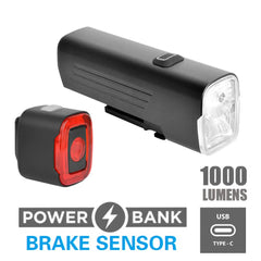 QBP Light Combo Set - Smart Chaser 1000 Lumen Front + 50 Lumen Rear