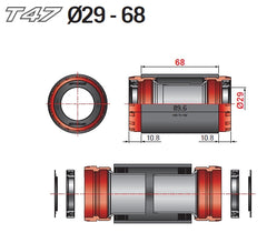 FSA Bottom Bracket T47 Threaded 68mm For Dub Spindle