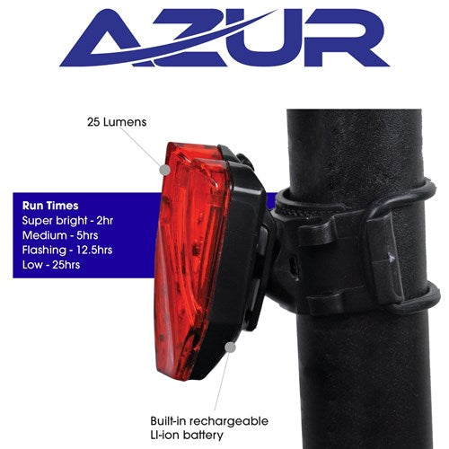 Azur Rear Light USB Shield 25 Lumens