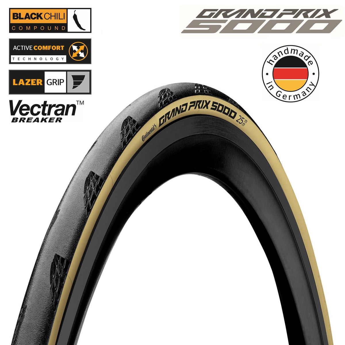 Continental GP5000 700x25C Folding Tyre Road Black Cream