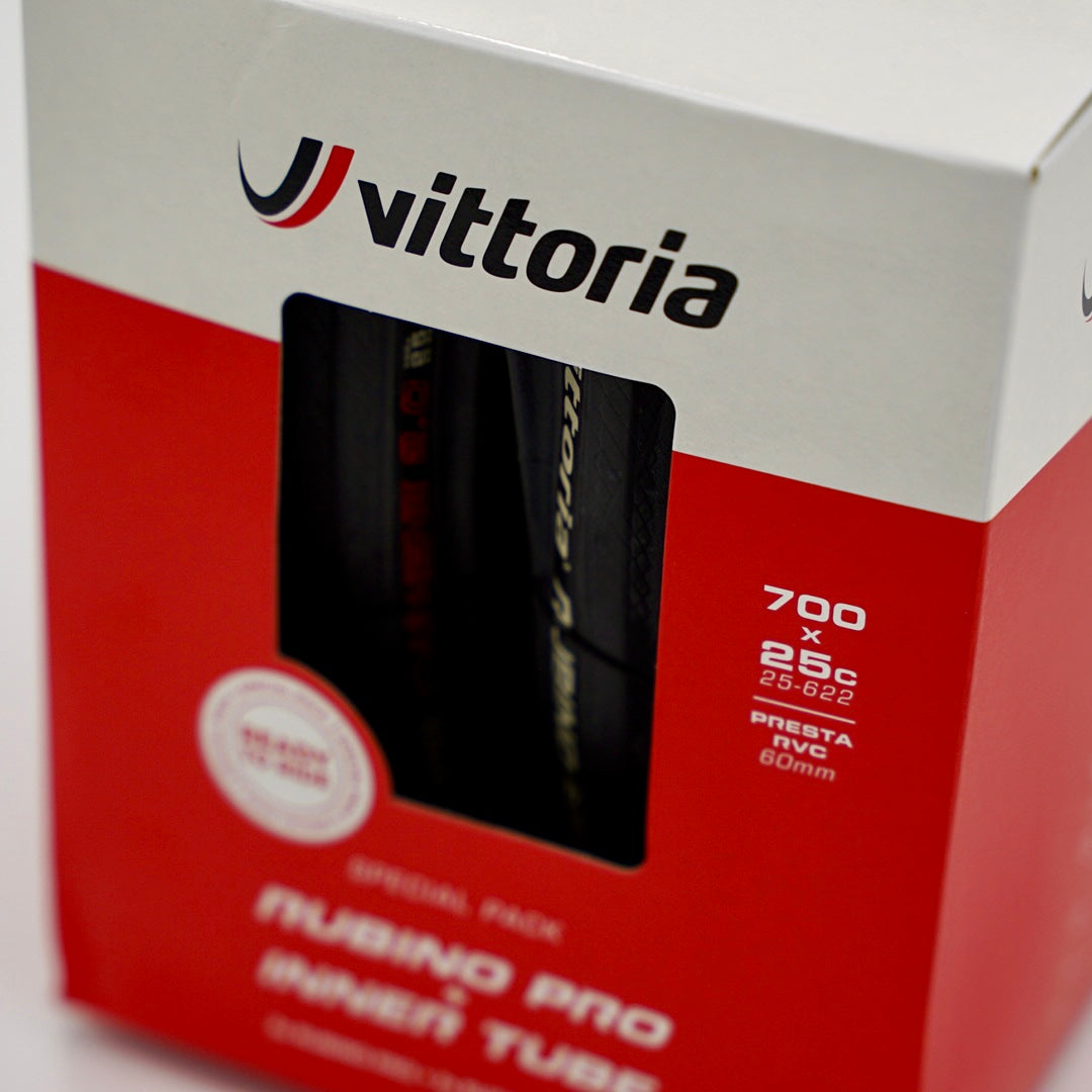 Vittoria Rubino Pro 700x25c G2 Black Tubes & Folding Tyres Twin Pack