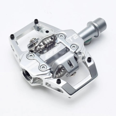 HT Compoments T2/T2T Enduro Race Clipless Pedals Silver -  perspective view