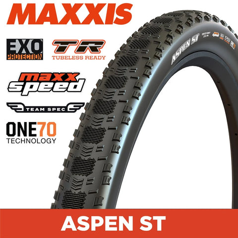 Maxxis Folding Tyre Aspen ST Team Spec 29x2.40 TR EXO 170 TPI MaxxSpeed XC Black