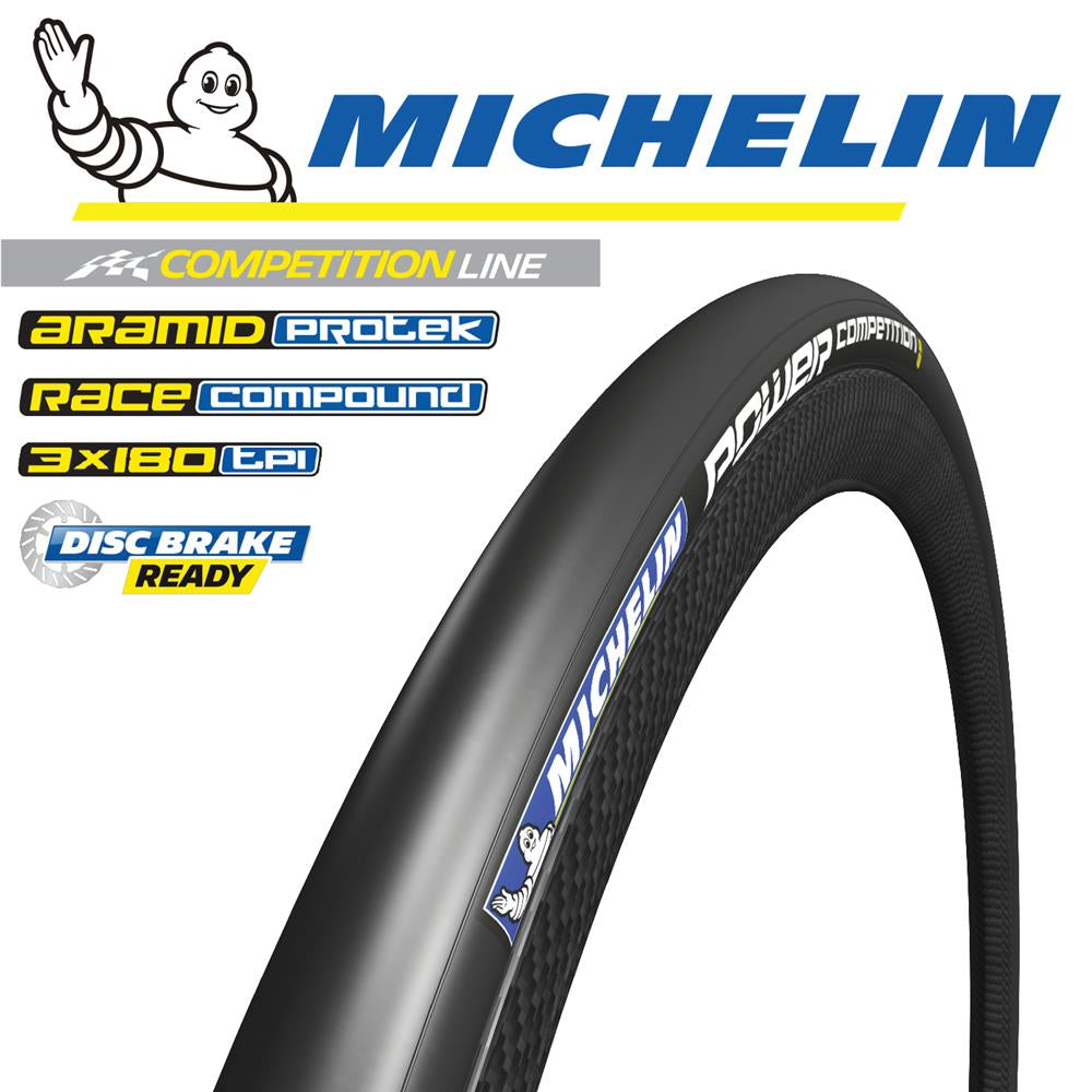 Michelin Foldable Tyre Set Power Competition 700x23C Black ( 2 X Tyres )