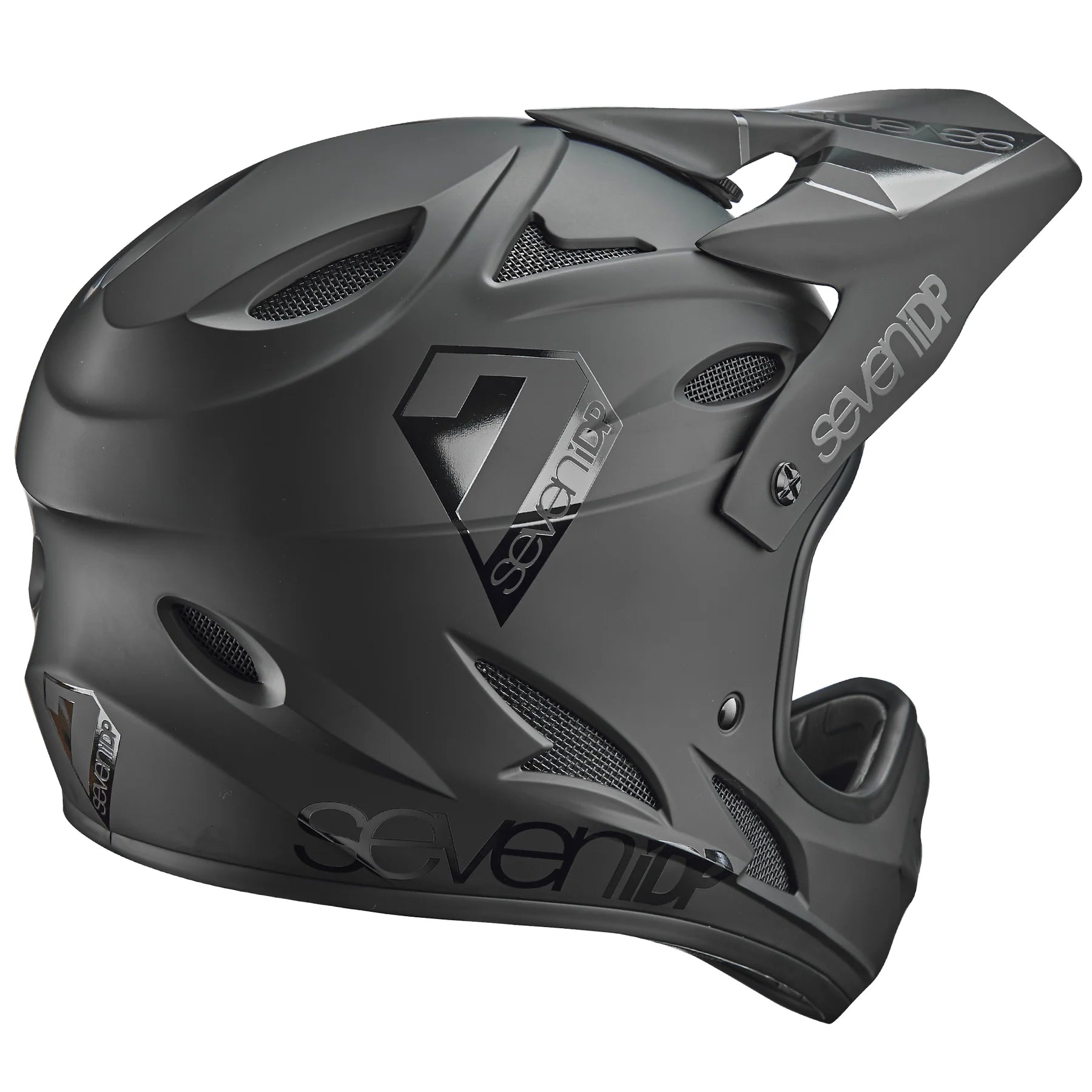 Seven iDP M1 | Full Face | Mountain Bike Helmet | Matte Black-Gloss Black | 3/4 view