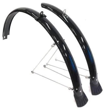 Flinger MUDGUARD SET 26, Front (w/1 stay) & Rear (w/2 stays) BLACK (50mm Wide)