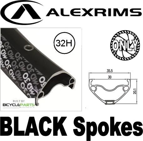 Alex WHEEL - 29er Alex MD30 32H P/j Black Rim, 8/11 SPEED 12mm T/A (148mm OLD) Centerlock Disc Sealed Novatec BOOST Black Hub, BLACK Spokes