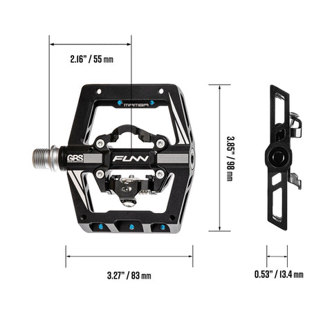 FUNN Pedals MTB Mamba S Single Sided Clip SPD Black with Blue Pins