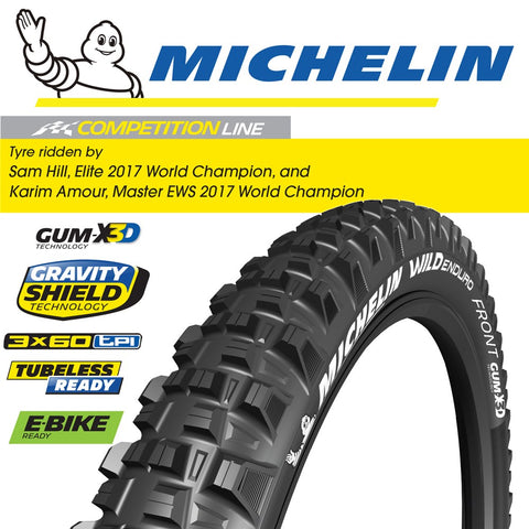 Michelin Foldable Tyre Front Wild Enduro Gum-X3D 27.5x2.6 TR Black