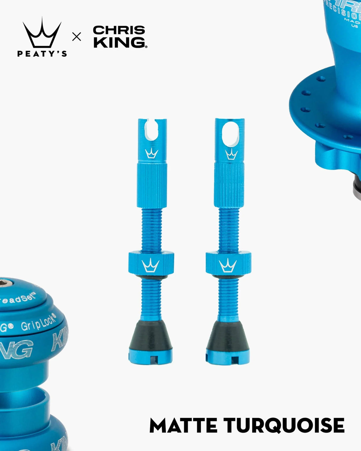 Peaty's x Chris King Tubeless Valve Set MK2 Matte Turquoise