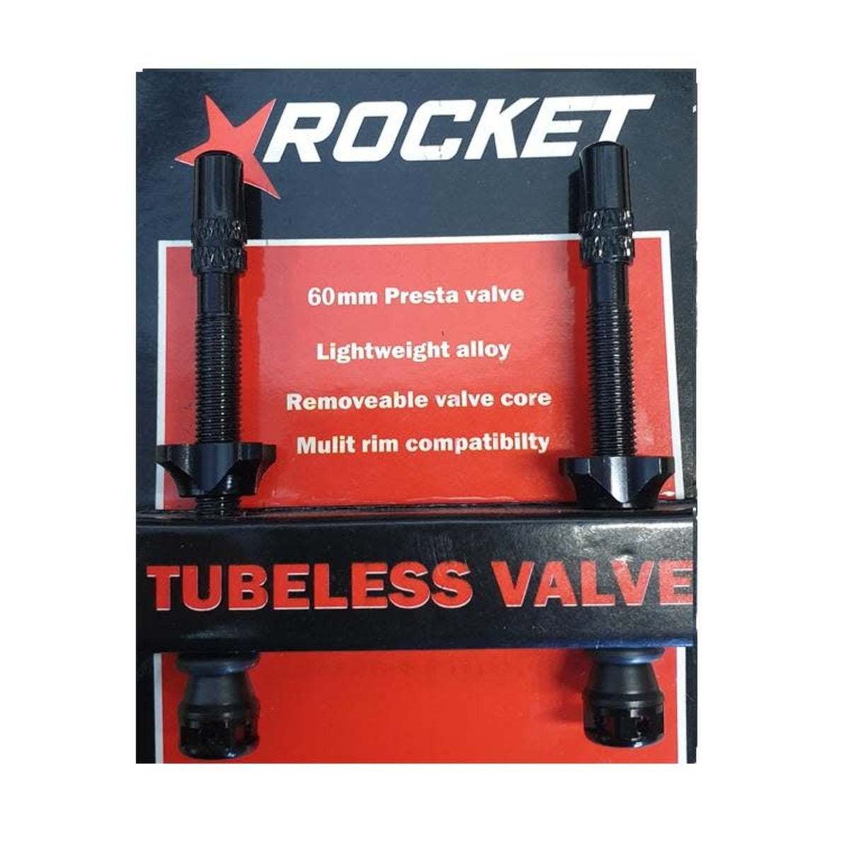 Rocket Tubeless Valve Set 60mm Presta Black