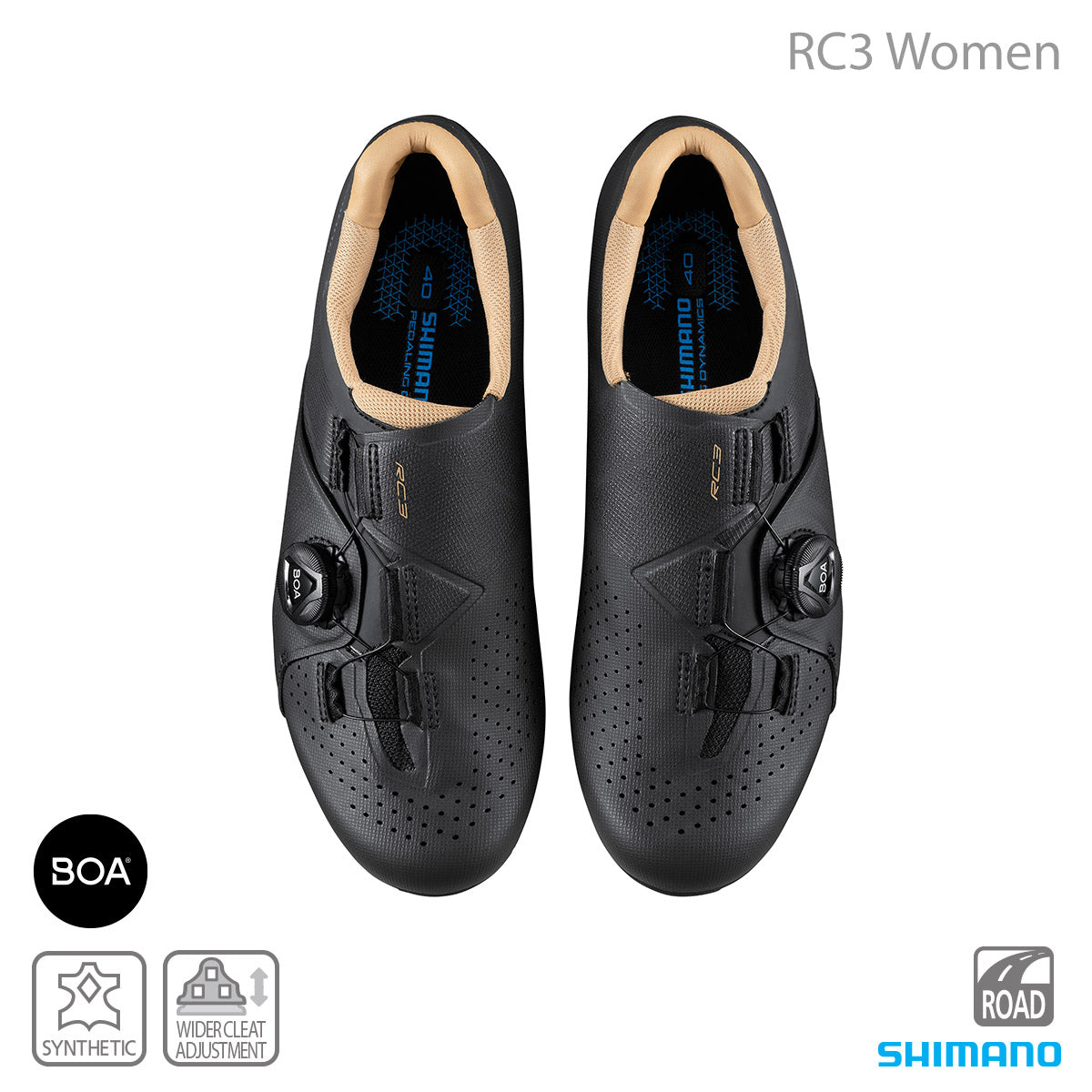 Shimano Women's Shoes SH-RC300 Black - Top View