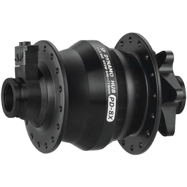 Shutter Precision Dynamo Hub PD-8X 15mm Thru Axle 32H 6 Bolt Disc Black