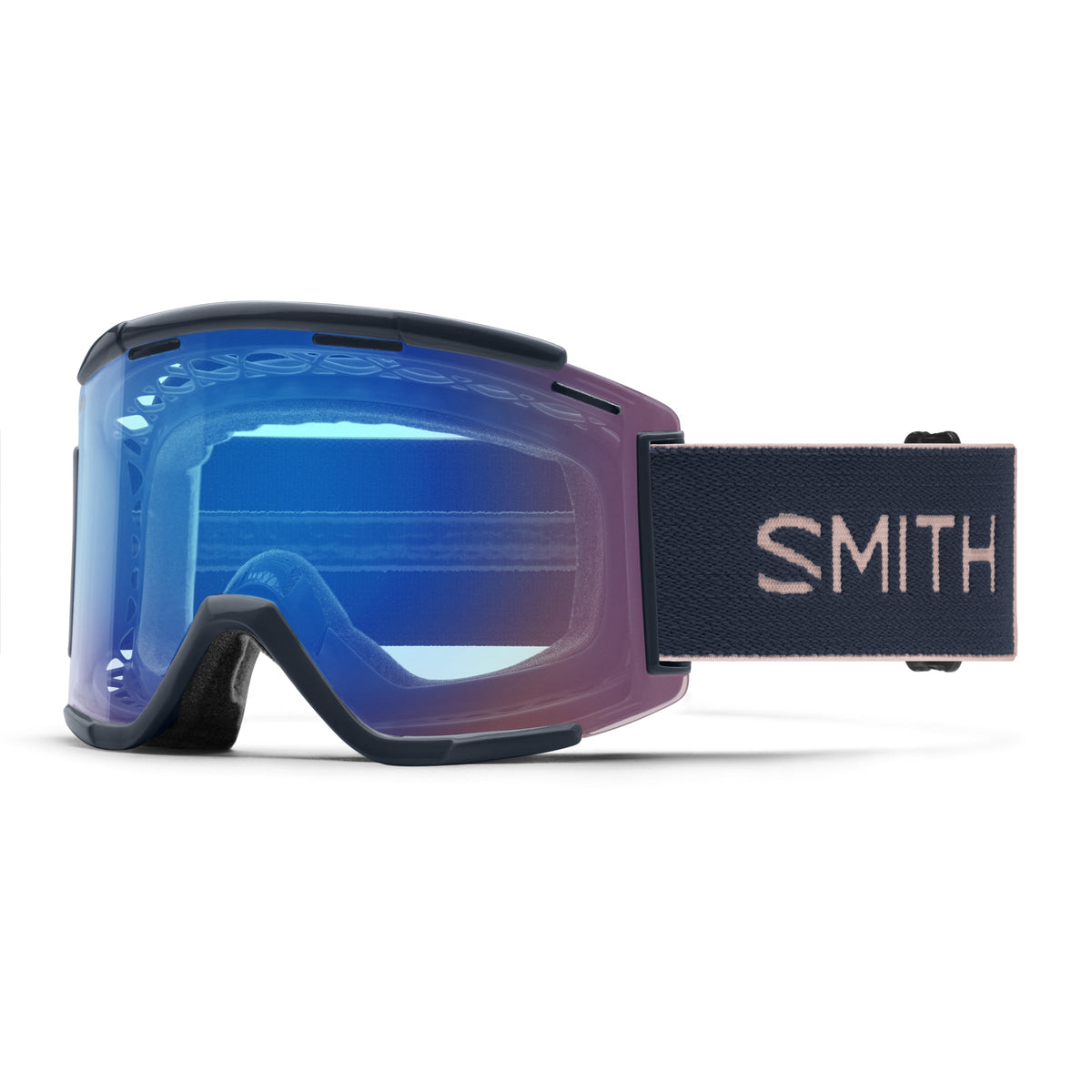 Smith Goggles Squad XL MTB French Navy/Rock Salt with ChromaPop Contrast Rose Flash Lens